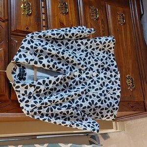 Vintage Black & White Floral Daisy XL Blazer